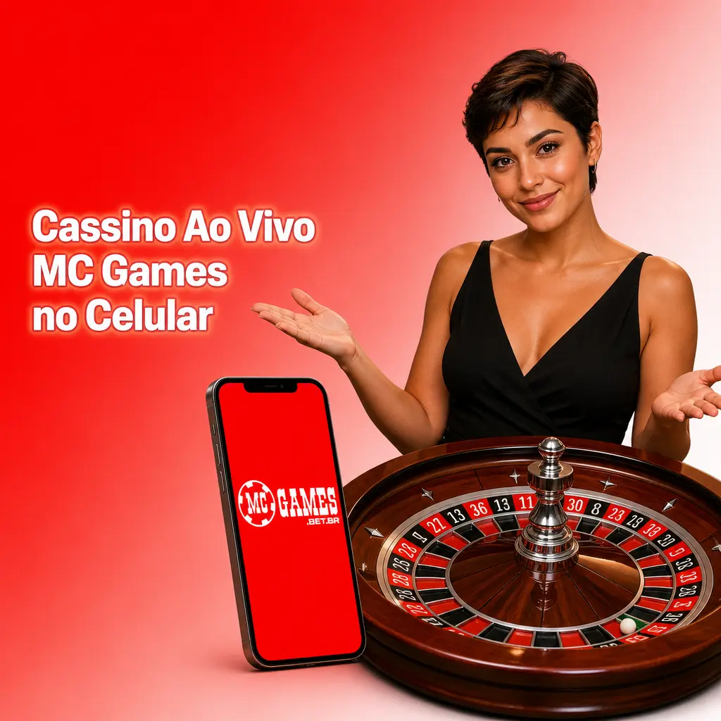 Cassino ao vivo MC Games no celular, com mesas da Evolution, chat com dealer e controles de aposta na tela