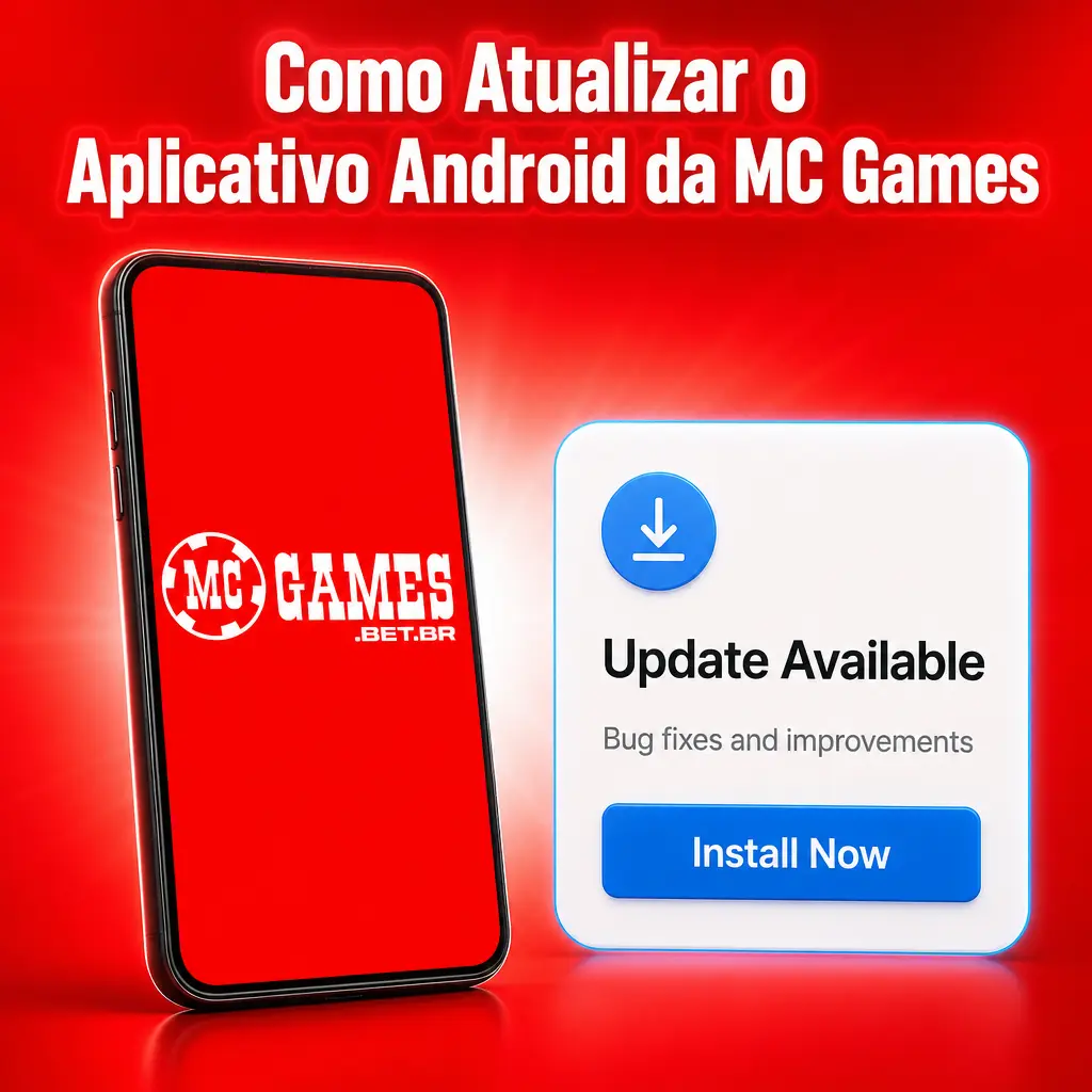 Tutorial de atualização do aplicativo Android MC Games mostrando como baixar e instalar a versão mais recente do APK